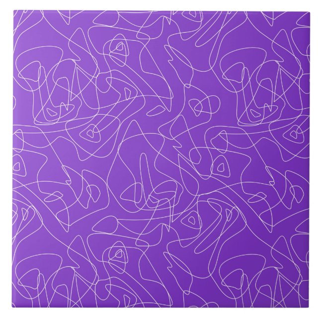 white abstract curved lines on a purple background fliese (Vorderseite)