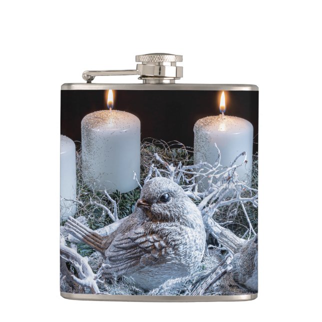 White Advent Kreath Flachmann (Vorderseite)
