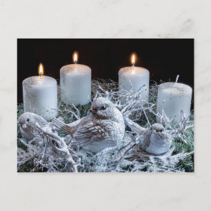White Advent Kreath Postkarte