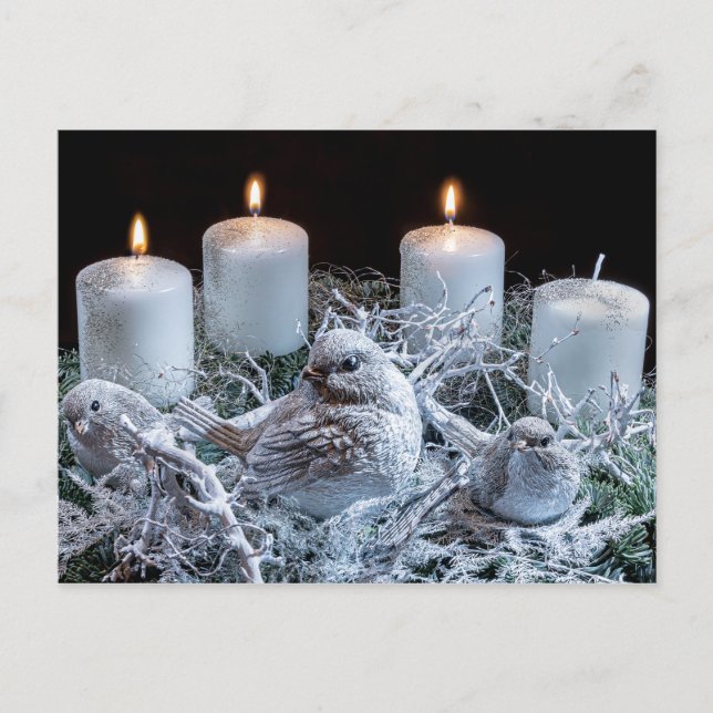 White Advent Kreath Postkarte (Vorderseite)