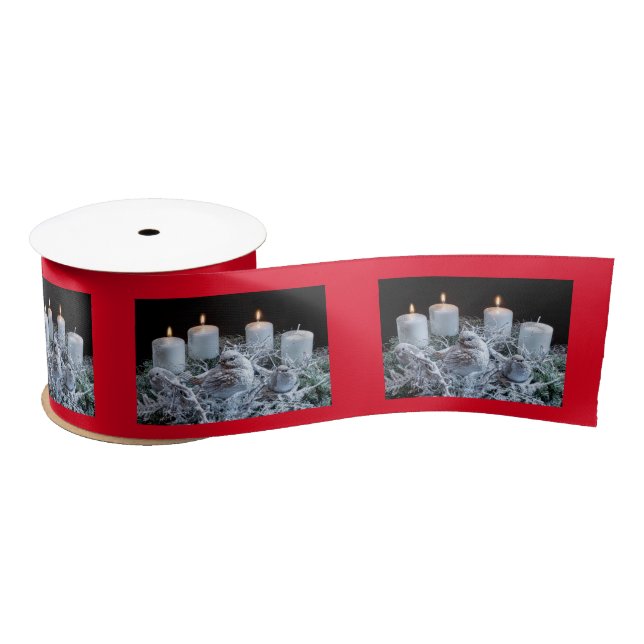 White Advent Kreath Satinband (Spule)