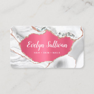 White Agate Imitats Pink Foil Visitenkarte