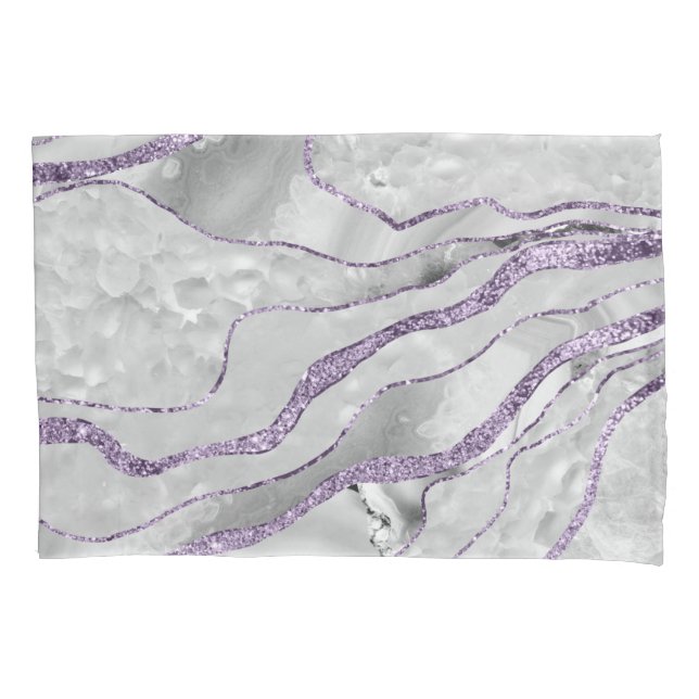 White Agate Lavender Glitzer Glam #1 Kissenbezug (Vorderseite)