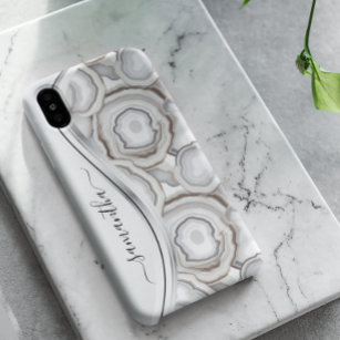 White Agate Stone Handgeschriebener Name Case-Mate iPhone Hülle