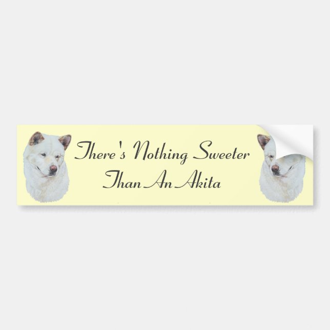 White Akita Portrait Original Dog Slogan Autoaufkleber (Vorne)