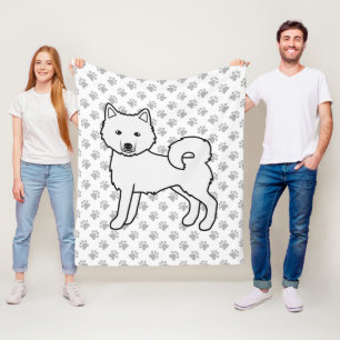 White Alaskan Malamute Niedlich Cartoon Dog & Paws Fleecedecke