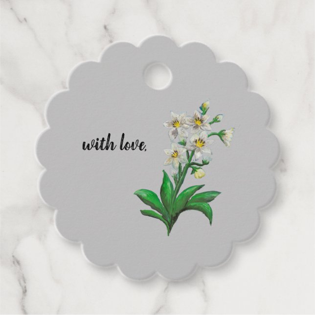 White amazon Lilienschilder Geschenkanhänger (Vorderseite)