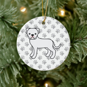 White American Bulldog Niedlicher Cartoon Dog Keramik Ornament