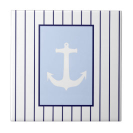 White Anchor Kapitän Blue Stripes Sea Fliese
