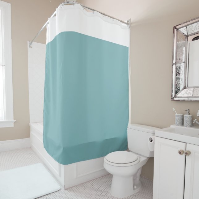 White and Aqua Two Tone Shower Curtain Duschvorhang (Beispiel)