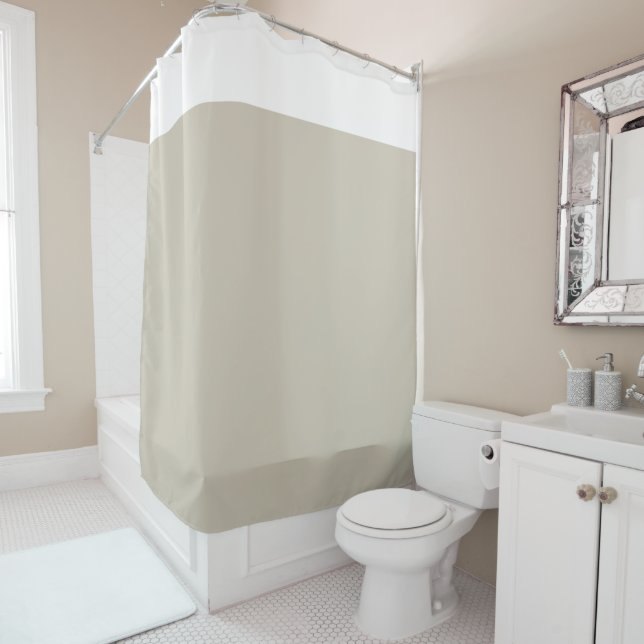 White and Beige Two Tone Shower Curtain Duschvorhang (Beispiel)