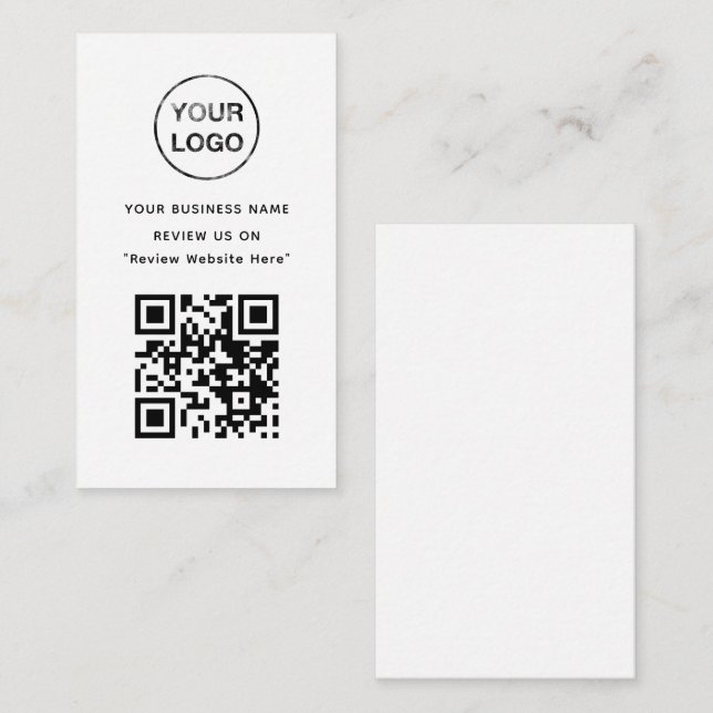 White and Black Business Review Card Begleitkarte (Vorne/Hinten)