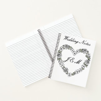 White and Black Floral Heart Wedding Notebook  Notizbuch