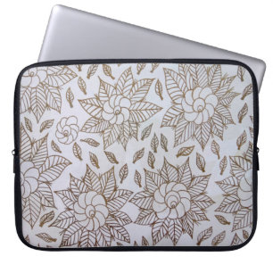 White and black floral textile laptopschutzhülle