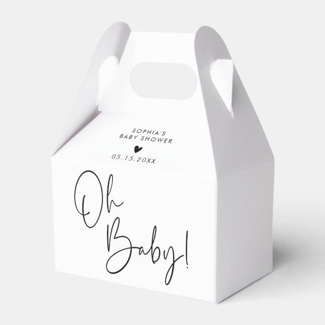 White and Black Oh Baby Modern Boho Baby Dusche Geschenkschachtel (Vorderseite)