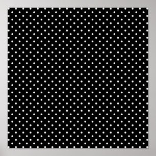 White and Black Polka Dot Pattern Poster