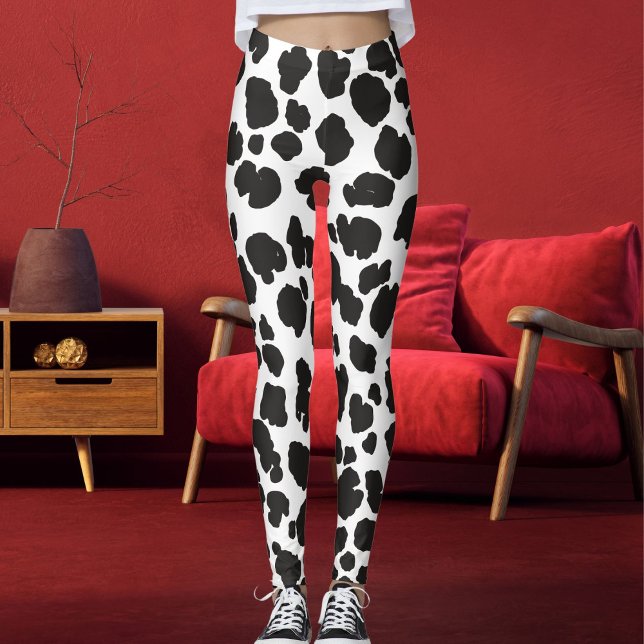 White And Black Spots Pattern Safari Leopard Print Leggings (Von Creator hochgeladen)