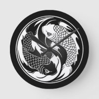 White and Black Yin Yang Koi Fish