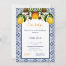 White and Blue Amalfi Lemons Italien Babydusche