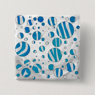 White and Blue Polka Dot Zebra Button