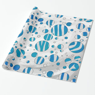 White and Blue Polka Dot Zebra Geschenkpapier