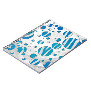 White and Blue Polka Dot Zebra Notizblock