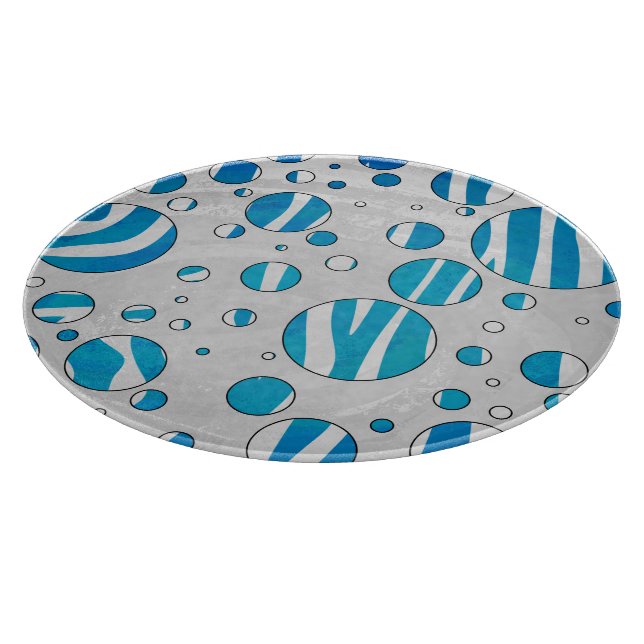 White and Blue Polka Dot Zebra Schneidebrett (Ecke)