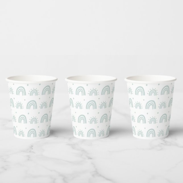 White And Blue Rainbow Babyshower New Baby Cup Pappbecher (Multi)