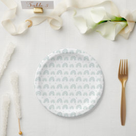 White And Blue Rainbow Babyshower New Baby Plate Pappteller