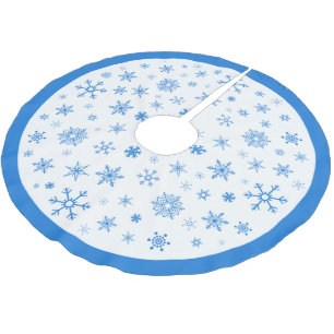 White and Blue Snowflake Weihnachtsbaumrock Polyester Weihnachtsbaumdecke