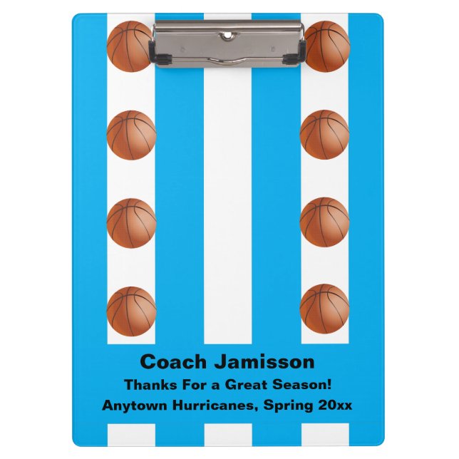 White and Blue Strip, Basketball Coach Danke, Klemmbrett (Vorderseite)