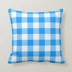 White and Bright Blue Gingham Kissen