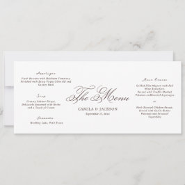 White and Brown Wedding Menu Card Einladung