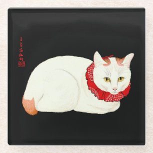 White and Ginger Japanese Cat Glasuntersetzer