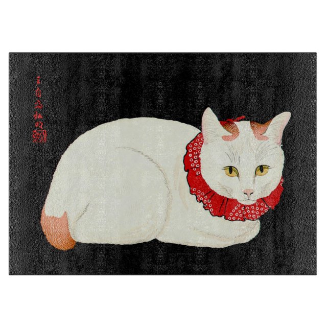 White and Ginger Japanese Cat Schneidebrett (Vorderseite)
