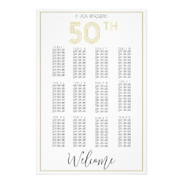 White and Gold 50. Geburtstag Seating Chart Print Fotodruck