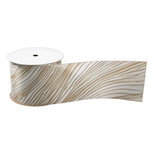 White and Gold Abstract Design Satinband