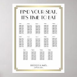White and Gold Art Deco Hochzeitskarte Poster