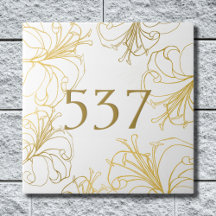 White and Gold Boho Decorative House Number Plaque