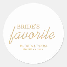 White and Gold Bride's Lieblingsjause Runder Aufkleber