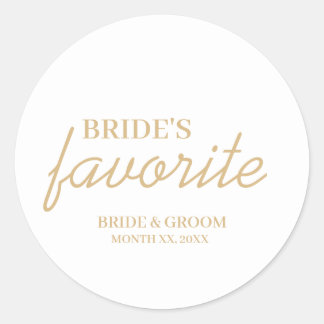 White and Gold Bride's Lieblingsjause Runder Aufkleber