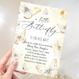 White and Gold Butterfly Baby Dusche Einladung