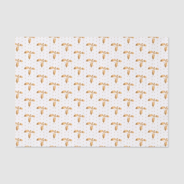 White and Gold Christmas Holly Seidenpapier (Vorderseite)