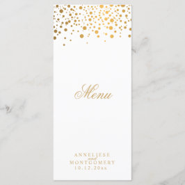 White and Gold Confetti Dots - Menü Menükarte