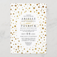 White and Gold Confetti Foil Einladungen für Hochz