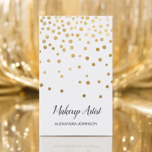 White and Gold Elegante Confetti Makeup Artist Visitenkarte