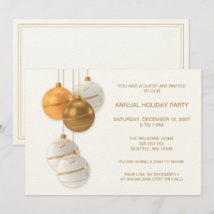 White and Gold Elegante Corporate Holiday Party Einladung