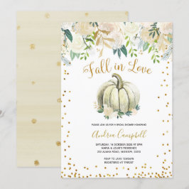 White and Gold Fall in Liebe Brautparty Einladung