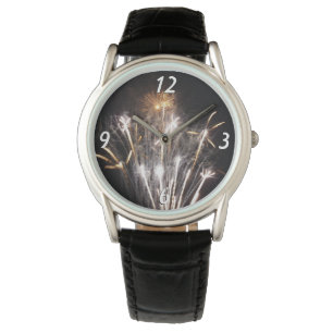 White and Gold Fireworks I Patriotic Celebration Armbanduhr