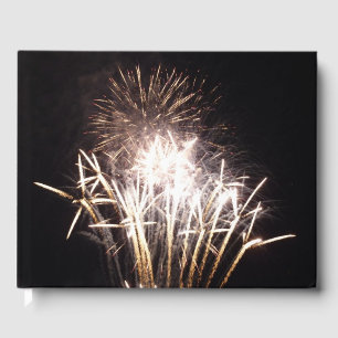 White and Gold Fireworks I Patriotic Celebration Gästebuch